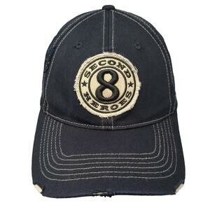 PBR Baseball Cap Black Beige Size M Distressed 8 Second Heroes Embroidered Hat